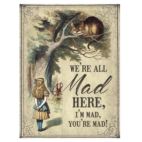 Mini Metal Alice Sign, All Mad