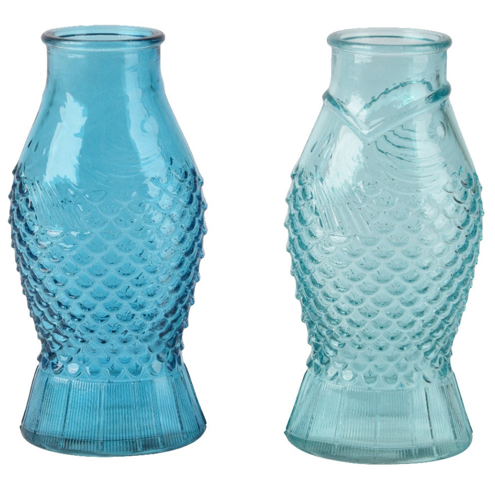 Blue Glass Fish Vase - 2 Sizes