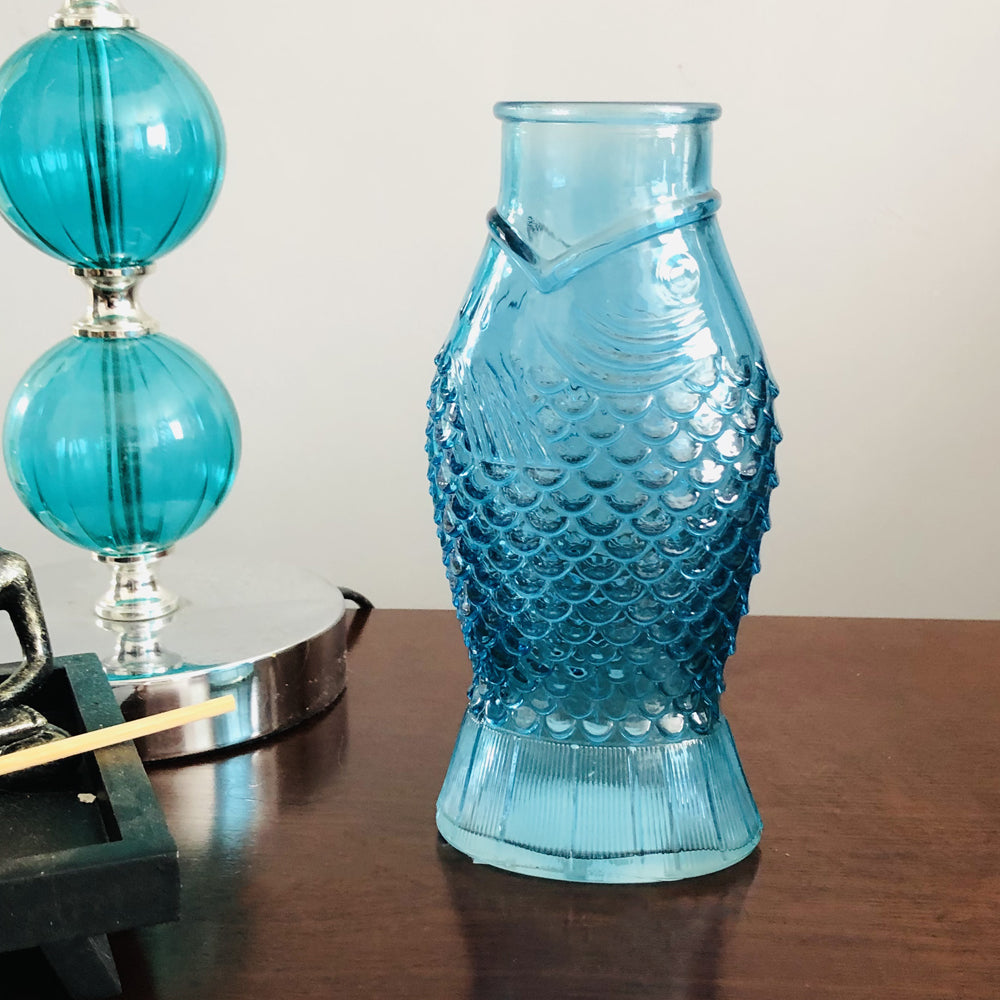 Blue Glass Fish Vase - 2 Sizes