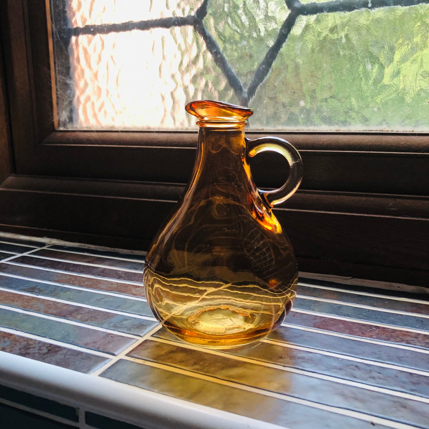Autumn Colours Glass Vase With Handle 13.5cm
