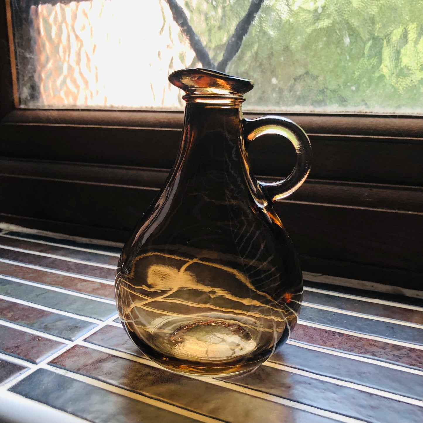 Autumn Colours Glass Vase With Handle 13.5cm