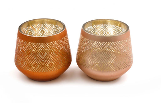 Metallic Effect Tea Light Holder, 9cm