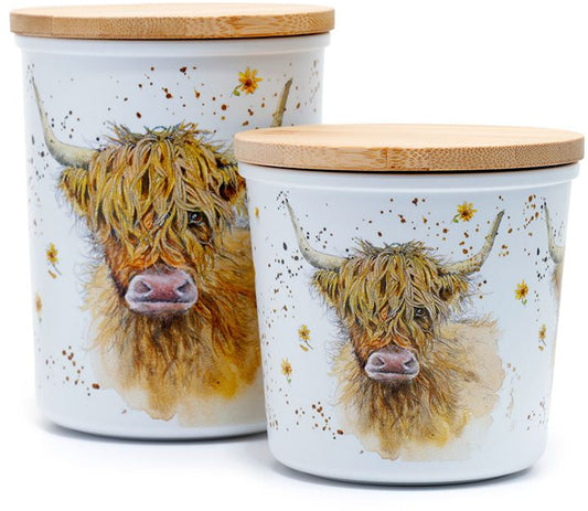 Jan Pashley Highland Cow Set of 2 Recycled Storage Jars