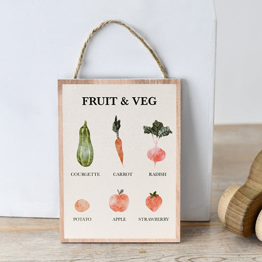 Fruit & Veg Wooden Frame Sign - 15cm Tall