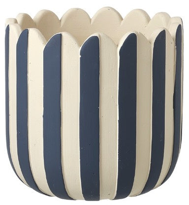 Med Scalloped Striped Planter, 14cm